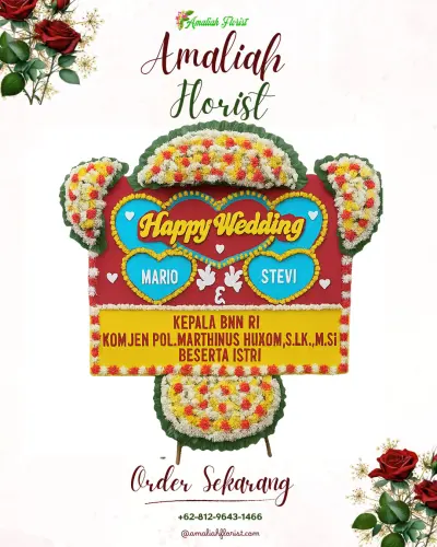 Karangan Papan Bunga Pernikahan di Pendowo